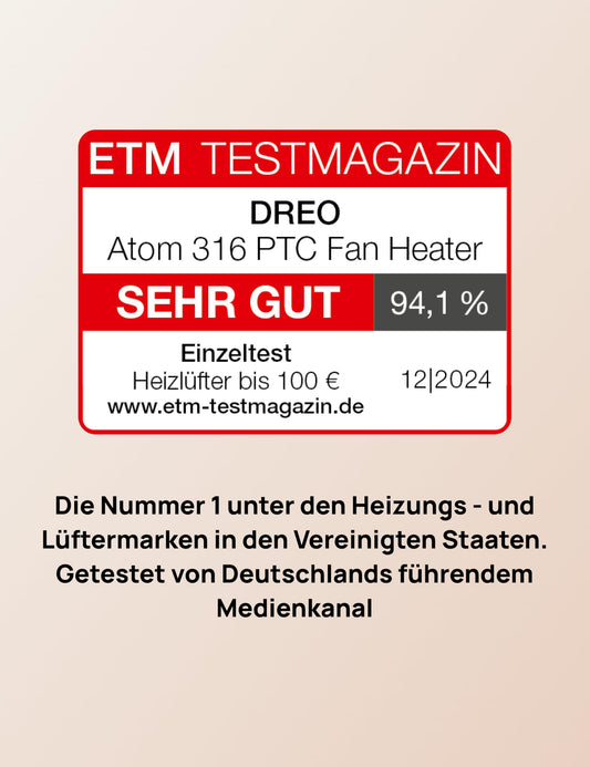 Dreo 1500W PTC Heizlüfter – Leise, Gold