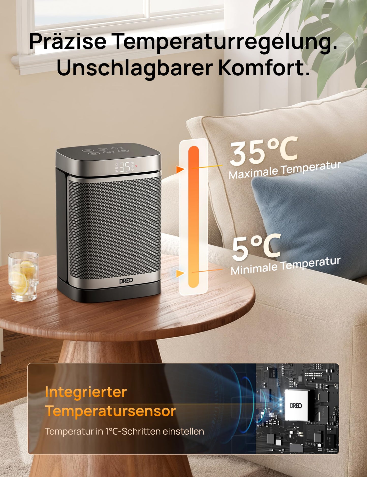 Dreo PTC Keramik Heizlüfter mit Thermostat