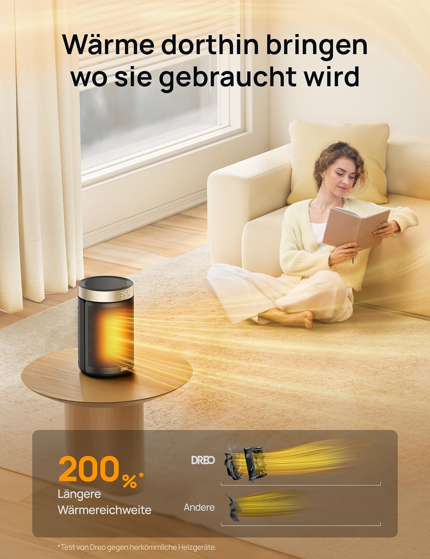 Dreo 1500W PTC Heizlüfter – Leise, Gold